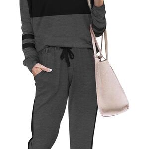 NWT RUBZOOF Women’s Loungewear Travel Sweatsuit Set Charcoal Gray Size XL